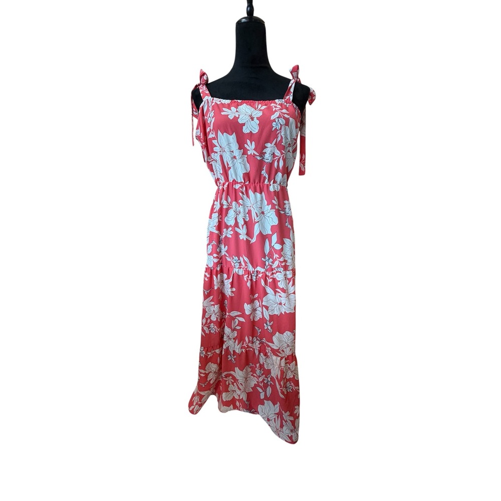 Social Standard Sanctuary Floral Tie Shoulder Maxi Dress Coral Pink XL XD9013GH2